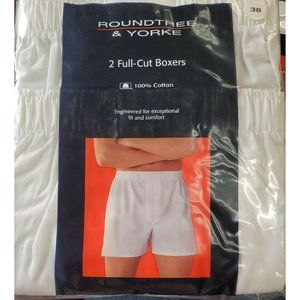 Roundtree & Yorke 2 Full Cut White Boxers Size 38